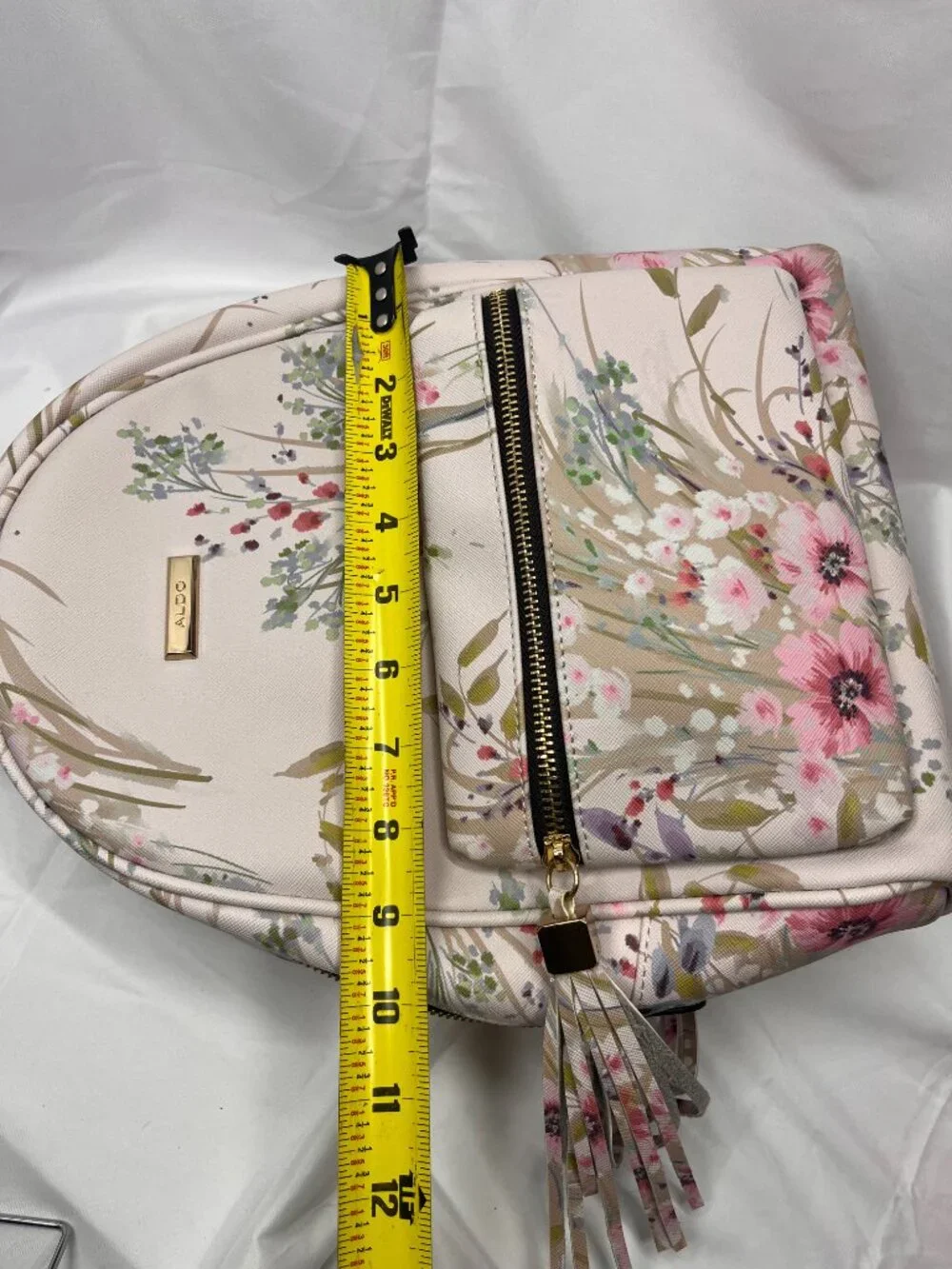 ALDO Floral Backpack Gold Chain Straps Tassel Pink Botanical Purse
